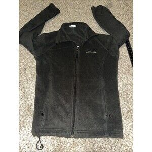Columbia Fleece Jacket Mens Black Long Sleeve Full Zip Outdoor Pocket Size Small